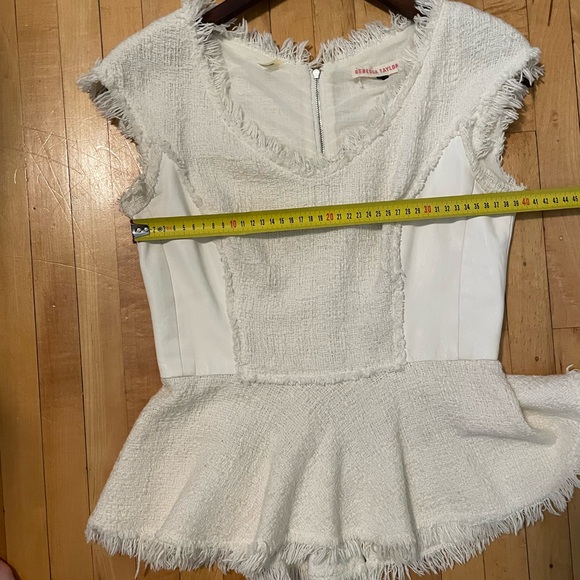 Rebecca Taylor Tweed & Lamb’s Leather Peplum Top - Picture 8 of 10